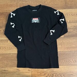 Black Long Sleeve Shirt with Skull and Bone Design